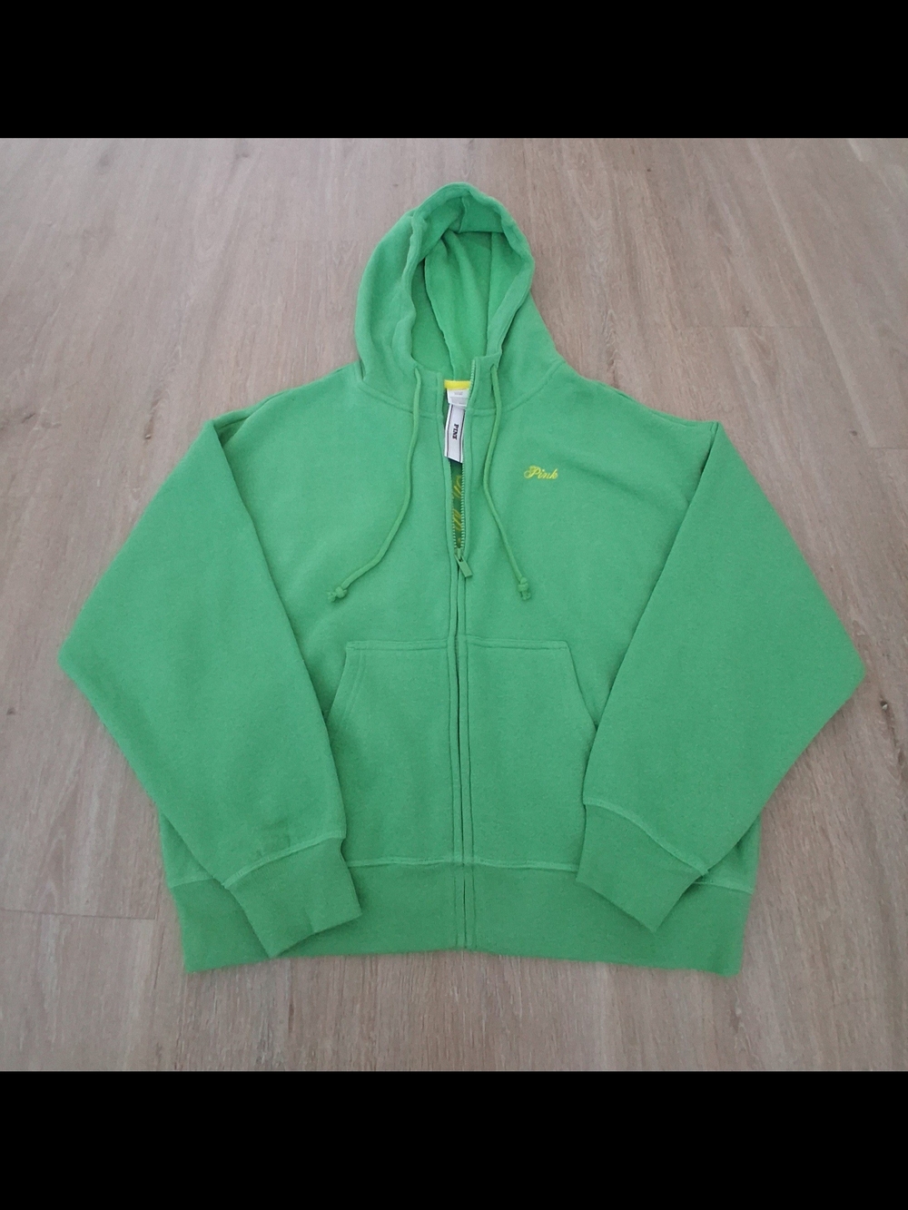PINK Victoria's Secret Lime Green Zip Hoodie